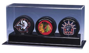3 Hockey Puck Deluxe Display Case Cube