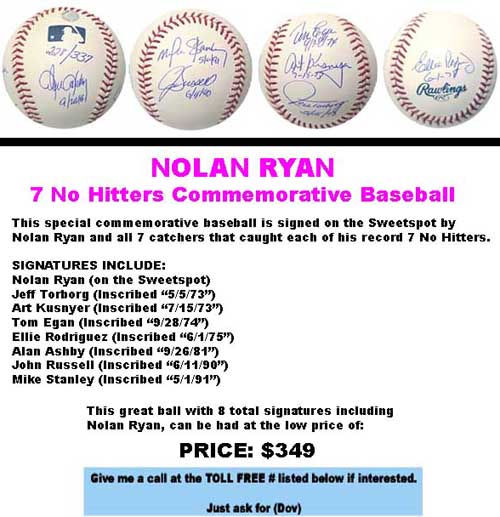 Nolan Ryan 7 No Hitters baseball