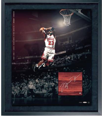 Michael Jordan Autographed Game Used Floor Collage