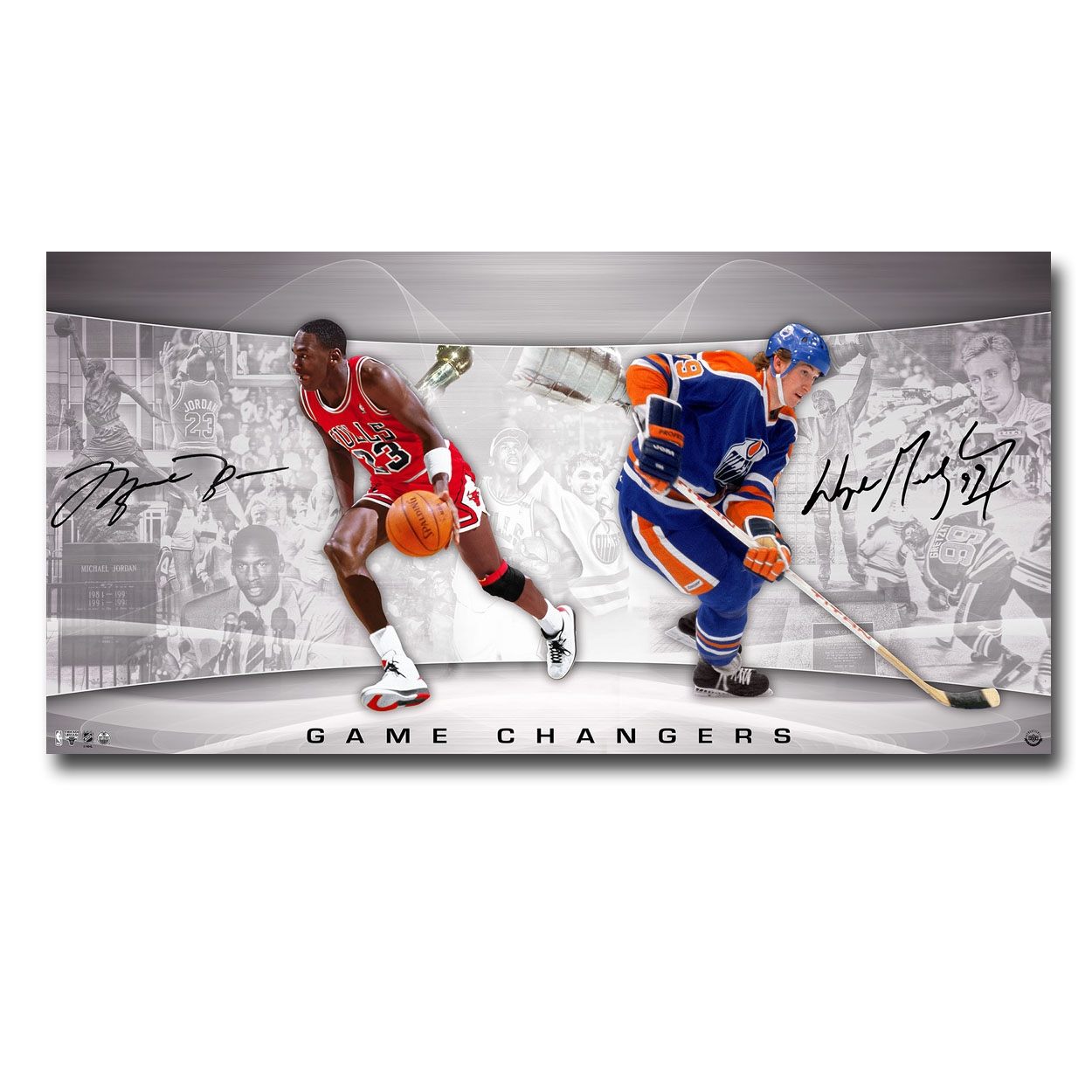 Wayne Gretzky & Michael Jordan Dual-signed Panorama