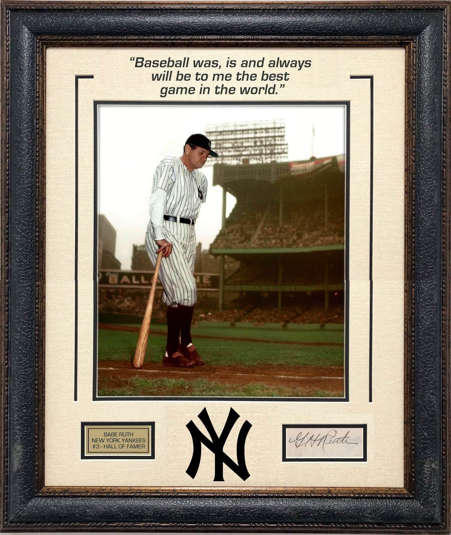 Babe Ruth Hand Signed Rare Cut Masterpiece