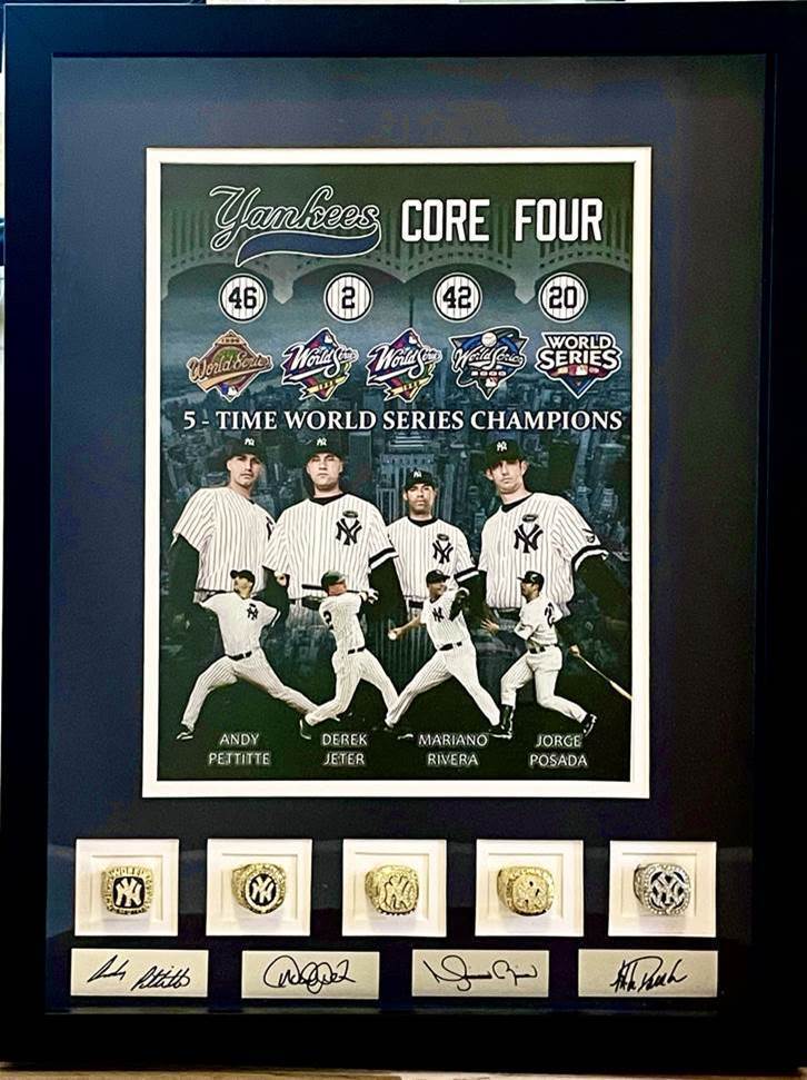 NY Yankees Core Four Ring Shadowbox