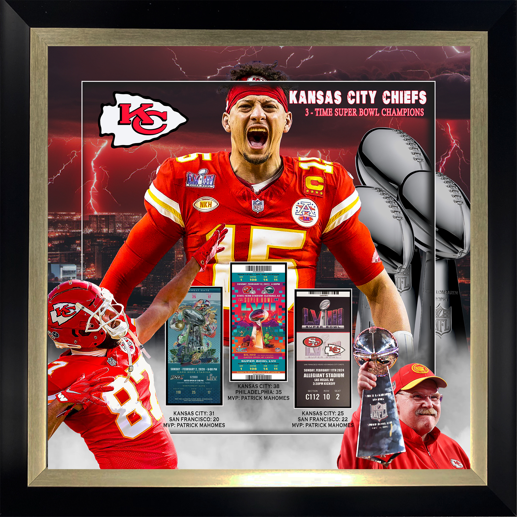 Kansas City Chiefs 3x Champs Collage